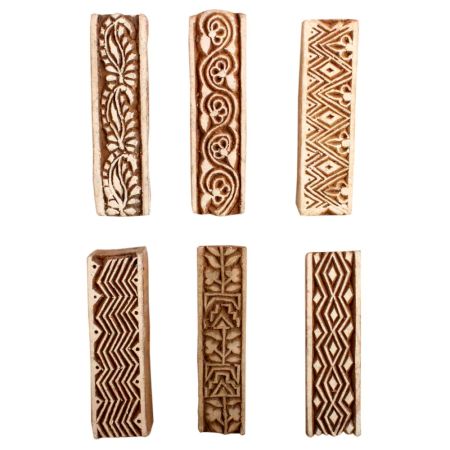 Set of 6 Piece New Mix Wooden Printing Block